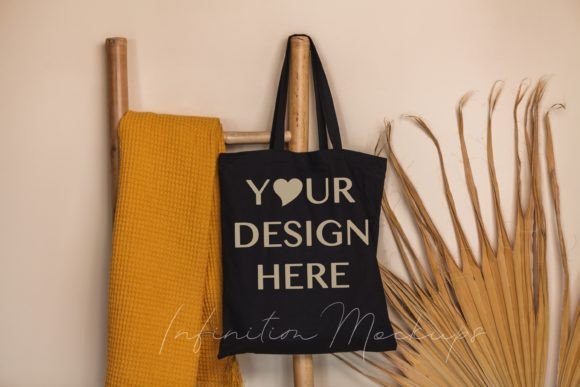 Black Tote Bag Mockup for Graphics and Tote Bags