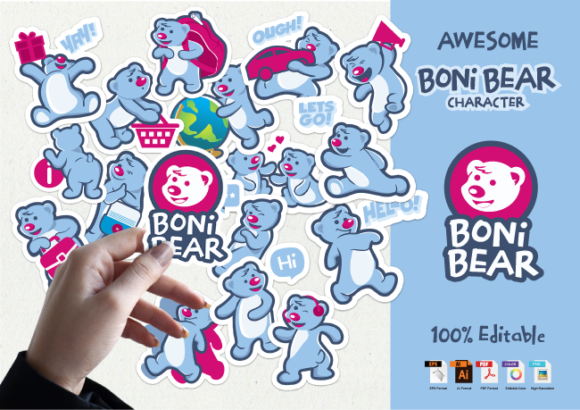 Boni Bear Characters: A Versatile Graphic Design Asset
