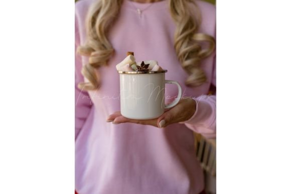Christmas Enamel Mug Mockup in Hand