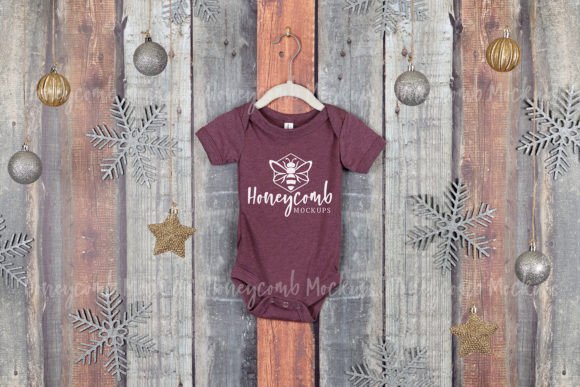 Christmas Heather Maroon 100B Mockup - Graphics for Baby Amp Projects