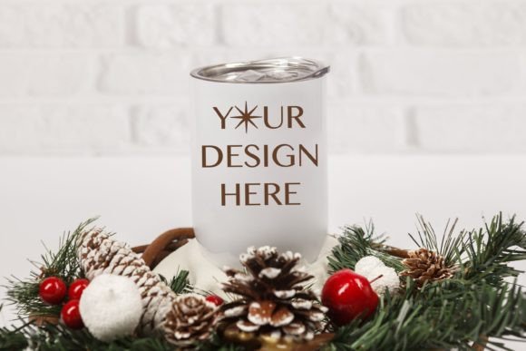 Christmas Wine Tumbler Mockup: A Graphic Design Asset for Mugs Amp