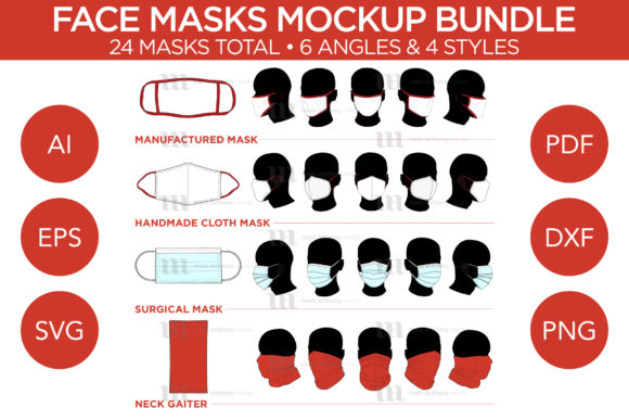Face Masks Neck Gaiter Bundle Mockups for Crafts and Graphics