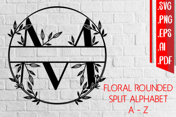 Floral Rounded Monogram Split Graphics for Crafts and Branding