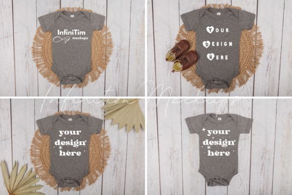 Grey Bella Canvas 100B Mockup Bundle for Graphics and Baby Amp