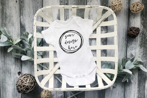 MOCKUP Farmhouse Styled Baby Onesie - Graphics for Baby Amp Creations