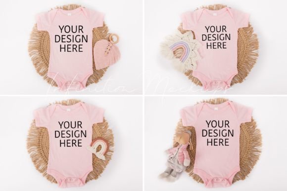 Pink Bella Canvas 100B Mockup Bundle for Graphics and Baby Amp