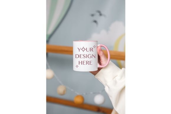 Pink Handle Mug Mockup 11oz in Hand – Graphics for Mugs Amp