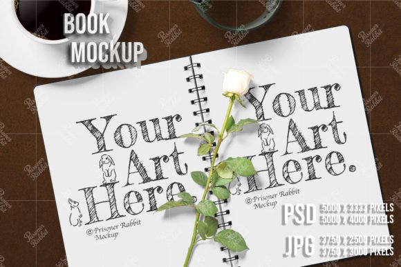 Printable Opened Book Mockup Template for Graphics