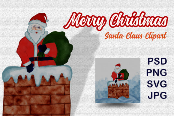 Santa Claus Digital Water Color Clipart for Crafting