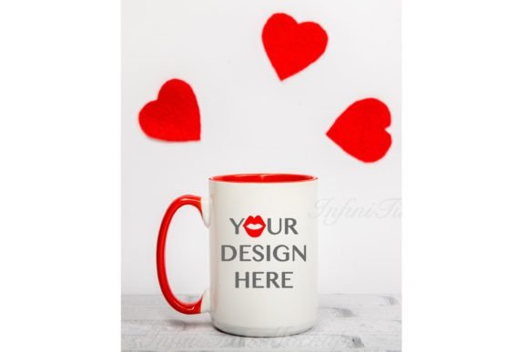 Valentines Mug Mockup Red Handle 15 Oz Graphics for Valentine S Day