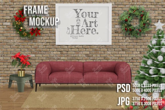 Wall Art Mockup for Christmas Template: A Festive Graphic Asset
