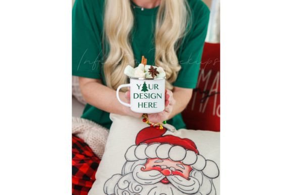 White Enamel Mug Mockup Christmas for Graphics and Mugs Amp