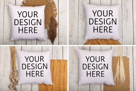 White Throw Pillow Mockup Bundle for Graphics and Pillows Amp